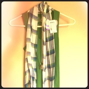 Brand new tank, scarf, necklace set